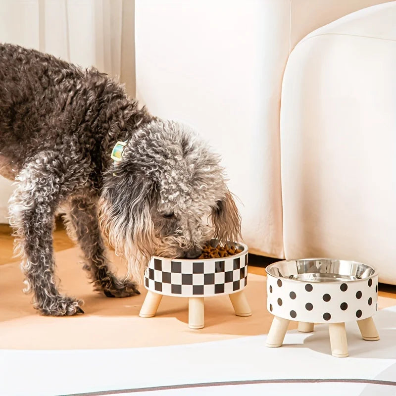 Elevated stainless steel cat bowl