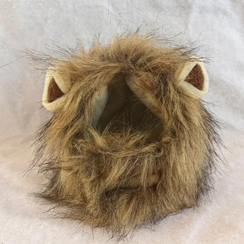 Adorable Pet Costume: Cat Wig Lion Mane Hat with Ears for Dogs and Cats - Perfect for Parties and Cosplay