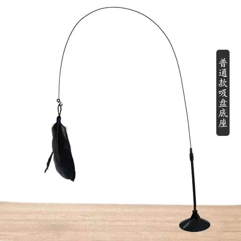 Interactive cat feather wand for playful hunting and bonding.