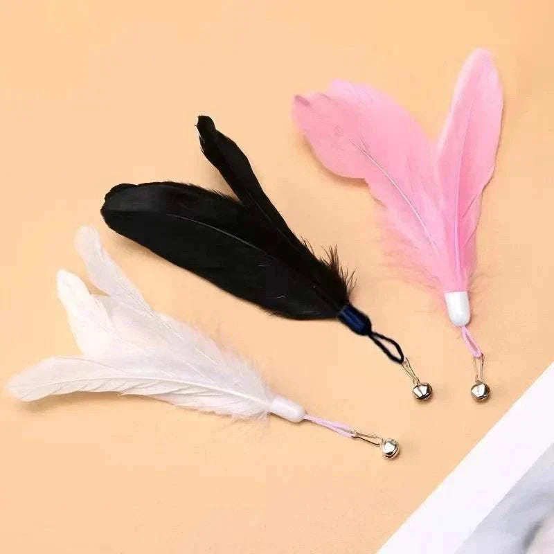 Interactive cat toy with colorful feathers and a flexible wand for playful engagement.