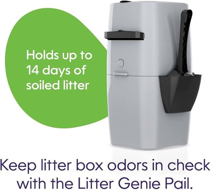 Litter Genie Litter Genie Standard Pail (Silver) | Cat Litter Box Waste Disposal System for Odor Control | Includes 1 Square Refill Bag