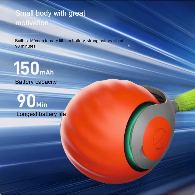 Interactive Automatic Rolling Ball Toy for Cats with Faux Tail, USB Rechargeable Smart Electric Teaser and Training Device