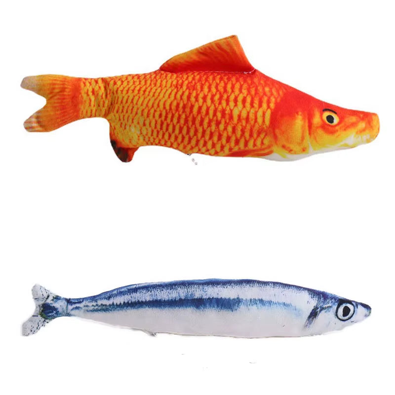 Fish-Shaped Catnip Chew Toys in Plush for Cats and Puppies