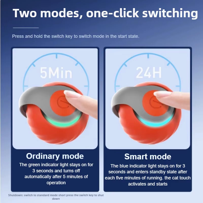Interactive Automatic Rolling Ball Toy for Cats with Faux Tail, USB Rechargeable Smart Electric Teaser and Training Device