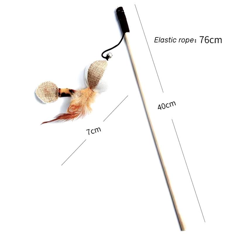 Colorful Feather Cat Toy with Long Reach, Stimulates Hunting Instincts, 40cm Rod and 76cm Rope.