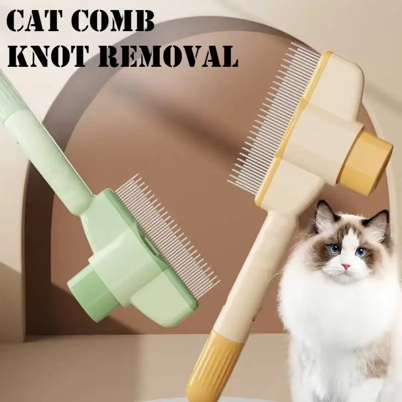 Cat and Dog Grooming Comb for Knot Removal and Self-Cleaning - Long Hair Pet Grooming Tool with Flea Removal Features