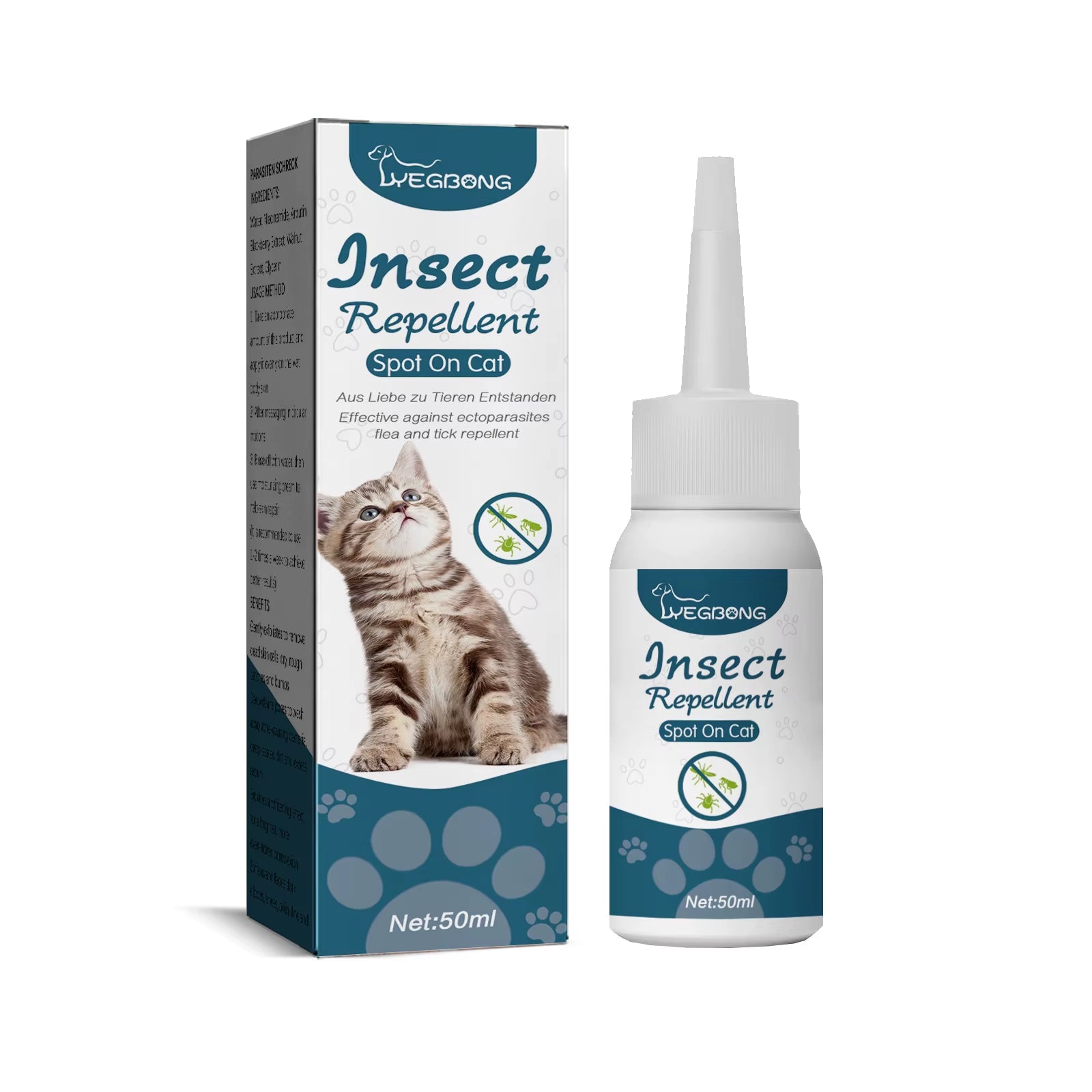 50ml PurrClean™ Anti-Parasitt Behandling for katter og hunder, naturlig loppe- og flåttbehandling.