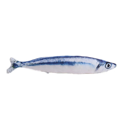 Realistic fish-shaped catnip chew toy for cats and puppies, MeowEssentials™ plush.