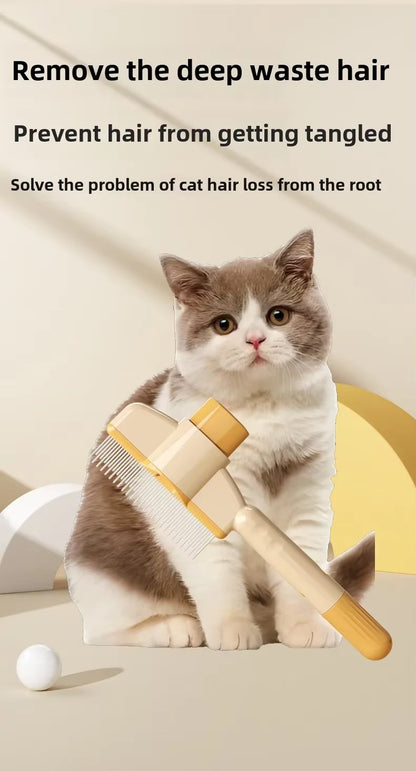 Cat and Dog Grooming Comb for Knot Removal and Self-Cleaning - Long Hair Pet Grooming Tool with Flea Removal Features