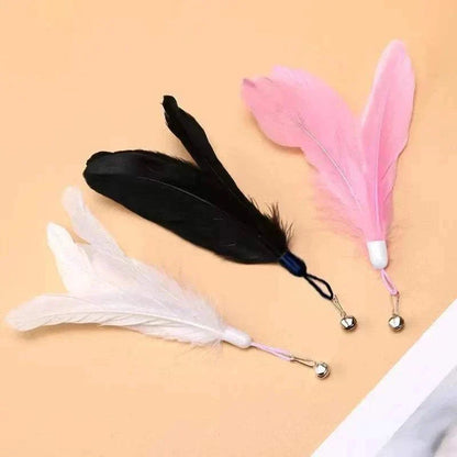 Interactive cat toy with colorful feathers and a flexible wand for playful engagement.