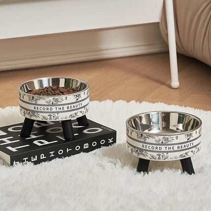 Elevated stainless steel cat bowl