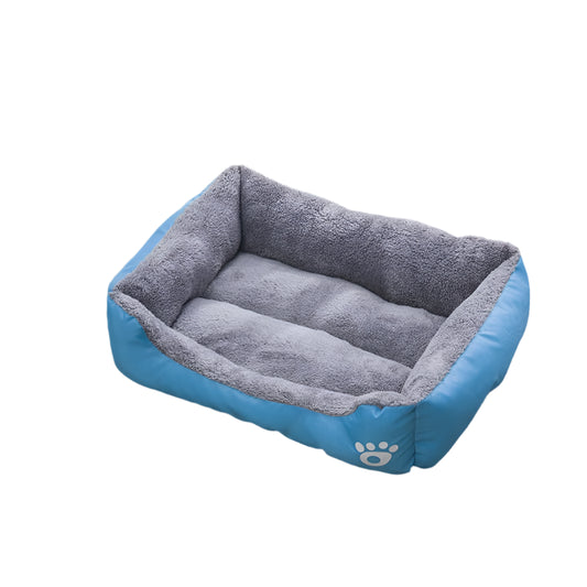 Breathable color square cat bed, lightweight, cozy, machine washable, warm design.
