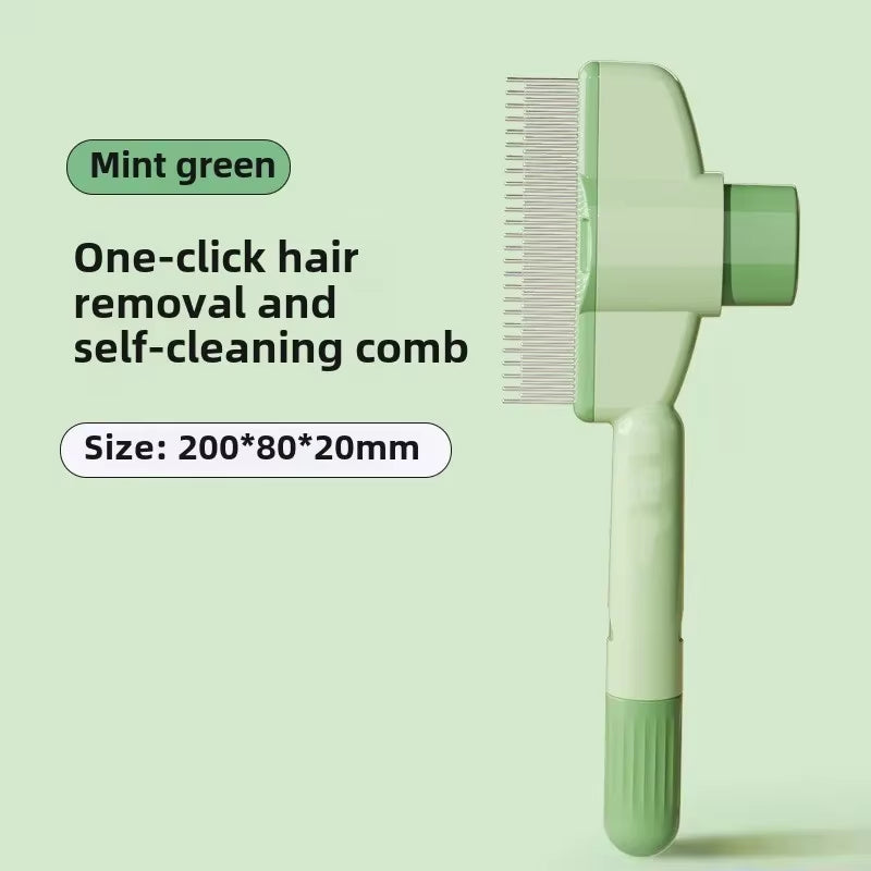 Cat and Dog Grooming Comb for Knot Removal and Self-Cleaning - Long Hair Pet Grooming Tool with Flea Removal Features