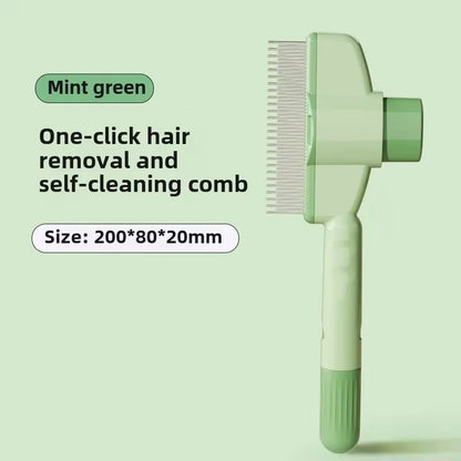 Cat and Dog Grooming Comb for Knot Removal and Self-Cleaning - Long Hair Pet Grooming Tool with Flea Removal Features