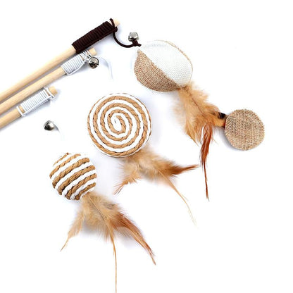 Colorful Feather Cat Toy with Sticks for Interactive Play and Exercise.